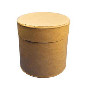 A 3 Gallon Open Head Fiber Drum, round and brown with a fitted lid, shown against a white background.